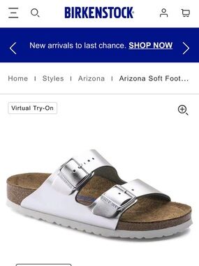 Birkenstock Two-Strap Metallic Silver Sandals